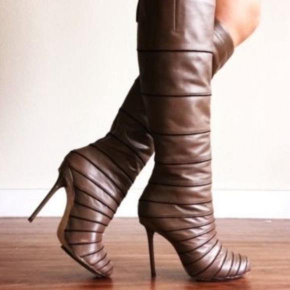 L.A.M.B. Shoes - EUC!! L.A.M.B. Taupe Stiletto Knee High Boots, Size 6.5